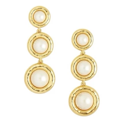 NUEVO CON ETIQUETAS J. Pendientes Crew Insertados Perla En Niveles Declaración Triple Gota Cuelga Oro Nupcial Foto 1 de 4