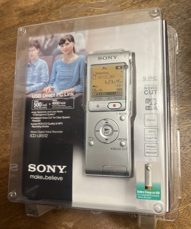 SONY Stereo Digital Voice Recorder ICD-UX512 2gb Thumb Drive MP3 Player SDSlot - Image 1 of 4