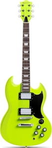 Leo Jaymz 39" Solid Body Electric Guitar Maple Neck 22 Frets Fluorescent Green - Picture 1 of 12