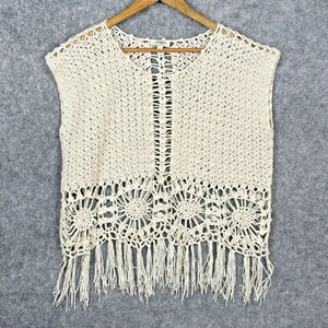 Umgee Womens Sleeveless Crochet Top Size L Fringe Bohemian Retro Hippie Festival - Picture 1 of 9