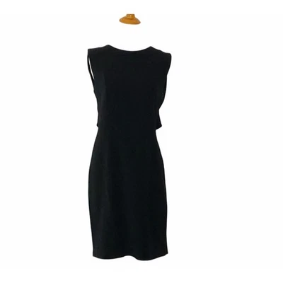 Vestido Alberta Ferretti Pequeño Negro En Capas Espalda Gorra Mangas Vaina Rayón 42 Foto 1 de 4