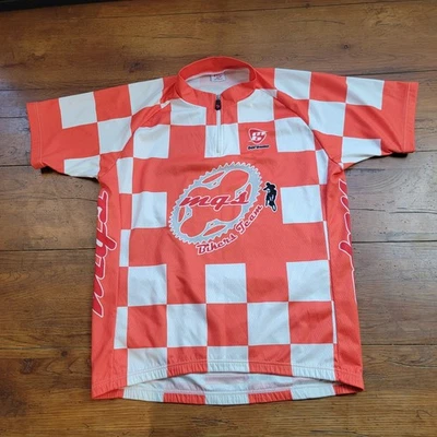 Camiseta deportiva de ciclismo vintage Bergamo XXL para hombre 21" P2P (8/10) 2XL naranja a cuadros Foto 1 de 4