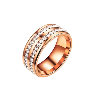 Men Women CZ Couple Stainless Steel Wedding Rings Titanium Engagement Band 6-12. - Image 1 of 4