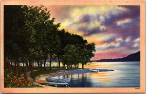 Postcard Canoe on Dock Lake Scene Trees Sunrise Sunset Landscape Postcrossing - Imagen 1 de 2