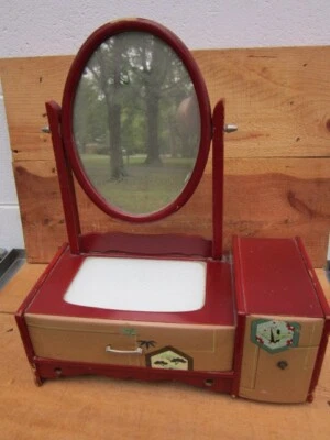 Vintage Geisha Maiko Japanese Small Kyodai Vanity Makeup Stand & Mirror - Image 1 of 4