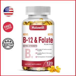 Methyl B-12 & Methyl Folate Plus P5P  Vitamin B6, B12, Extra Strength,120 Pills - Picture 1 of 8