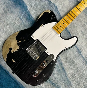 Relic Tele E-Gitarre Ahorn Hals Esche Korpus schwarze Farbe 6 Saiten auf Lager - Bild 1 von 6