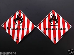 2 (Dos Etiquetas) Pegatina de Papel Autoadhesivo SÓLIDO INFLAMABLE Rojo/Blanco 4"" x 4"" NUEVO - Imagen 1 de 3