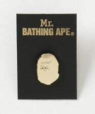 A BATHING APE Mr. Bathing Ape Head Pin Gold-Color Zinc Alloy Auth