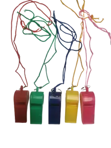 Whistle on Coloured String Sports Red Pink Green Blue Yellow - Picture 1 of 1