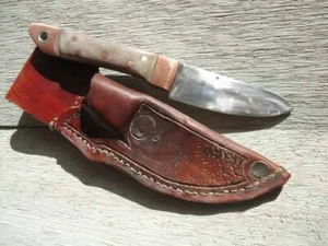 Slight Drop-Point Knife with Sheath, Made to Order, Forged Carbon Steel, Antler - Picture 1 of 6