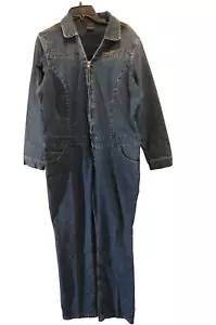 Vintage FUBU Jumpsuit 18 W Plus Denim Long Sleeve Y2K Hip Hop Overall (0162) - Picture 1 of 11