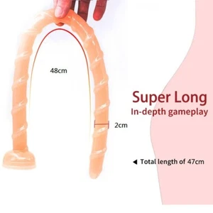 18.8" Slim Slender Extra Long Realistic G-spot Anal Dildo Dildo Dong Suction Cup - Picture 1 of 12