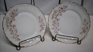 Antike Dresdner Krone Deutschland 2 zierliche rosa Blume Goldrand Teller 8 1/4" Durchmesser - Bild 1 von 5