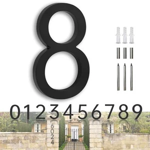 House Numbers for Outside 7 Inch Metal Black Modern Floating Yard Sign #8 - Picture 1 of 6
