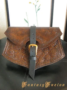 Pirate Renaissance Victorian Larp Leather Belt Pouch - Picture 1 of 2