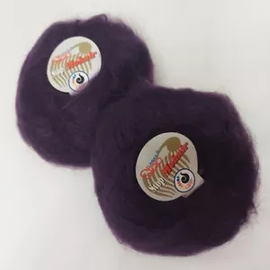 2 Skeins LANAS STOP Mohair Blend Yarn Purple Made in Spain 50 Grs Each - Picture 1 of 4
