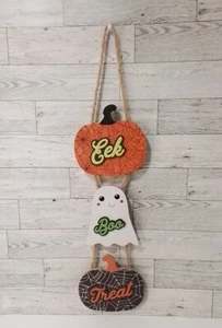HALLOWEEN HOLZ TÜR/WANDBEHANG DEKOR 20"x 5"  - Bild 1 von 2