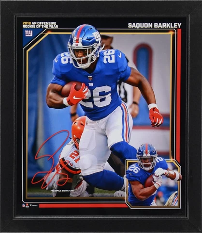 Saquon Barkley New York Giants 2018 ORoY Framed 15" x 17" Collage - Facsimile Cover