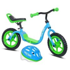 Kazam Blue & Green Child's Balance Bike Bicycle and Safety Helmet ~ New In Box
