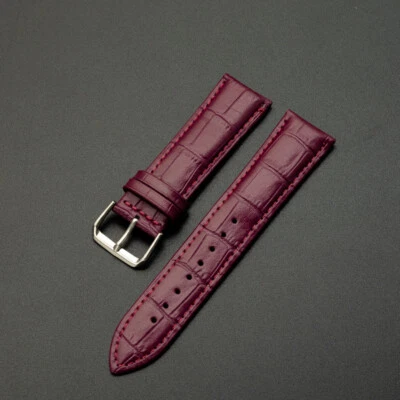 Alligator Grain Leather Watch Band Strap Pin Buckle Watch Accessories 10-24mm - Image 1 of 4
