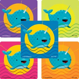 Narwhal Stickers x 5 - Whale Stickers - Narwhal Birthday Party Favours Loot Idea - Picture 1 of 6