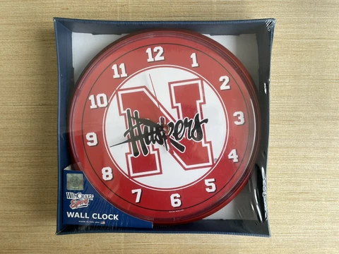 WinCraft Nebraska Cornhuskers Huskers Wall Clock Red and White NCAA College Cover