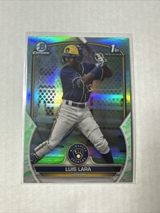2023 Bowman Chrome Luis Lara #BCP-100 Lunar Glow Refractor Brewers 1st Bowman