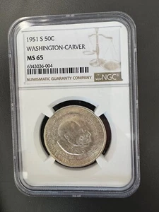1951 S MS65 Washington Carver Silver Commemorative Half Dollar NGC 50c - Picture 1 of 2