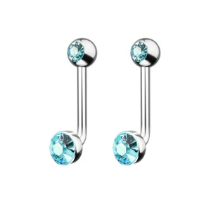 Double Gem Titanium Curved Banana Bar VCH Hood Christina Genital Piercing 1.6mm - Picture 1 of 16