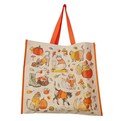Halloween Fall Cats Sweaters Candy Corn Pumpkins Shopping Gift Bag TJMaxx New
