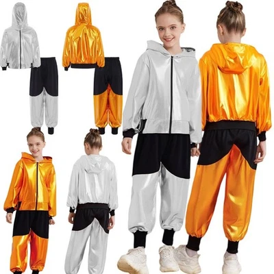 Unisex Kids Outfit Elastic Waistband Set Long Sleeve Suit Color Block Costume - Image 1 of 4