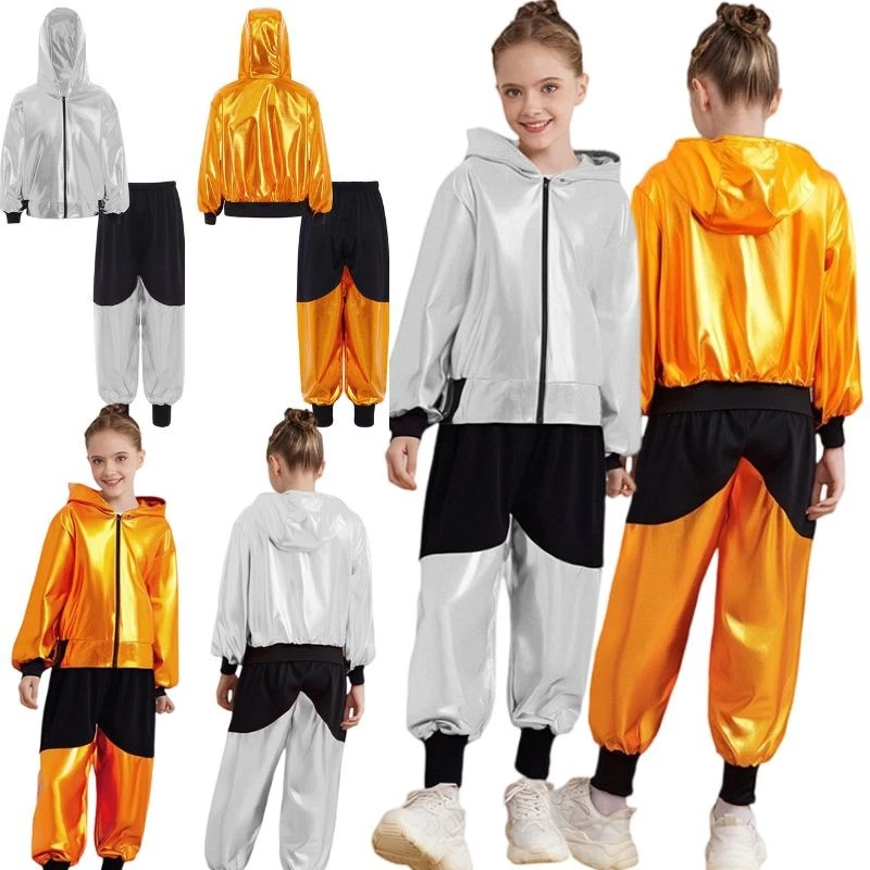 Unisex Kids Suit Girls Outfit Jacket Set Competitions Casual Metallic Costume - Image 1 of 4