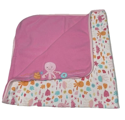 Gymboree 海底粉红色章鱼婴儿毯 2007 年海洋动物双面 — 第 1/4 张图片