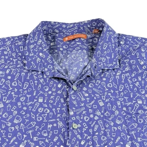 Tori Richard Hemd Herren 2XL Blau S/S Knopf Baumwolle Rasen Party Cocktail Barkeeper - Bild 1 von 11