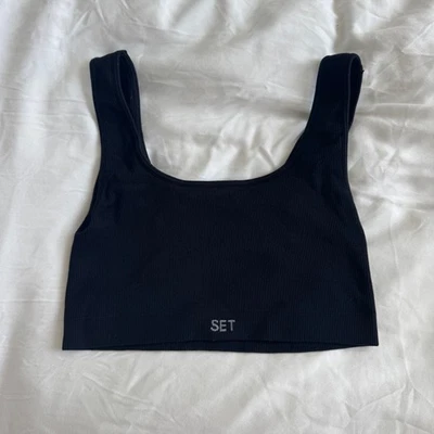 Set Active 方领运动文胸黑色女式 M 码 — 第 1/4 张图片