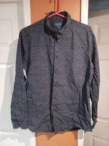 Zara Man Herren Marineblau Paisley Blumen Slim Fit Button-Down Hemd. Größe L - Bild 1 von 12