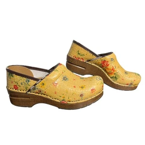 Dansko Professional Shoes Womens Size 37 Leather Clogs Comfort Work Floral - Picture 1 of 11