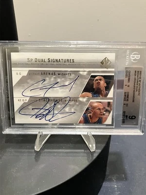 2003-04 SP Authentic Signatures Dual Gilbert Arenas Jerry Stackhouse Beckett 9 - Image 1 of 3