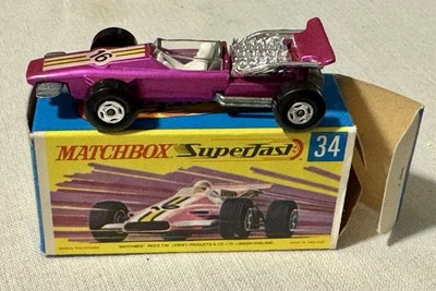 LESNEY Matchbox Superfast No.34 Formula 1 Racing Car - Metallic Pink Mint Boxed - Image 1 of 4