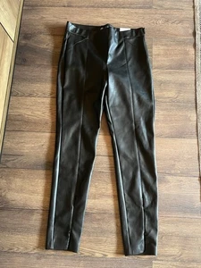 Zara Black Leather Look Trousers Leggings Size Large BNWT - Picture 1 of 9