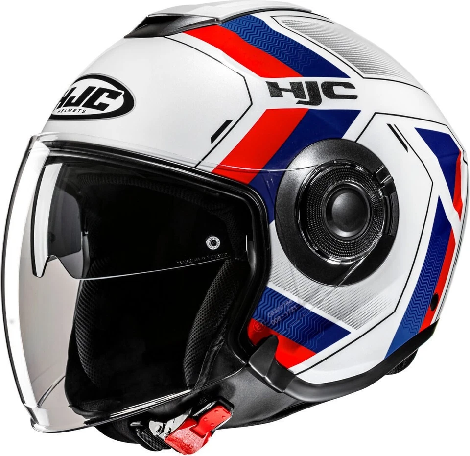 HJC I40N VELU Jethelm mit Sonnenblende weiss-rot-blau Größe wählbar UVP 159,90 € - Bild 1 von 1