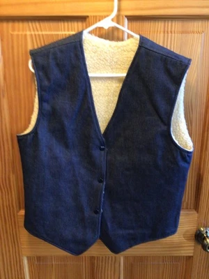 Amish Mennonite Hand Made Blue Denim Men's Lined Vest C42 EUC Plain Clothing - Image 1 of 4