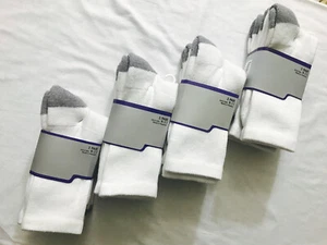 12 Pairs Women Ladies Crew Socks White 2 Tones Sports Athletic Cotton Size 9-11 - Picture 1 of 7