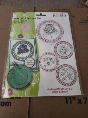 Juego de estampillas de goma JustRite Plant A Little Love - nuevas - JB-09700 Foto 1 de 2