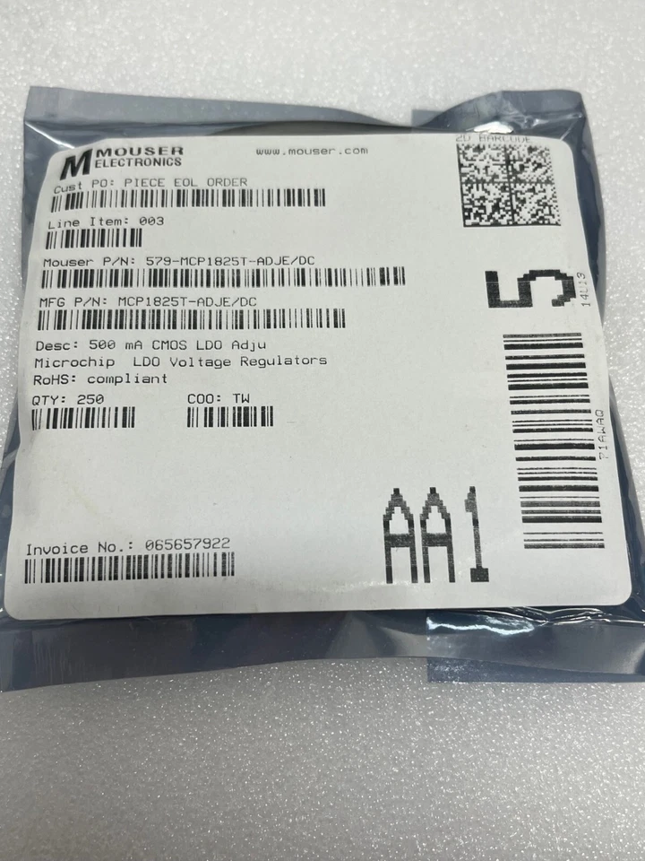 MCP1825T-ADJE/DC Microchip Technology Linear Voltage Regulator - 250 pcs NEW - Image 1 of 2