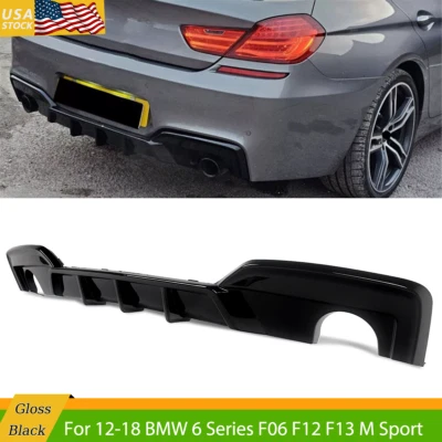 Rear Bumper Diffuser Lip Black For BMW 6 Series F06 F12 F13 640i 650i M6 2012-18 Foto 1 de 4