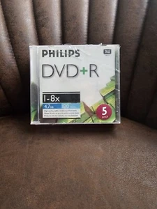 Philips 5 Pack DVD R 4.7 CD High Speed 1 8X 700MB 120 Minutes New w Jewel Cases - Picture 1 of 3