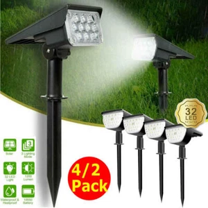 2/4PACK Solar Power 32-LED White Spotlight Outdoor Garden Landscape Pathway Lamp - Picture 1 of 14
