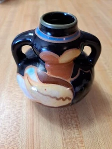 Vintage Art Deco Japan kleine Vase Kanne Kunstkeramik Doppelhenkel - Bild 1 von 8